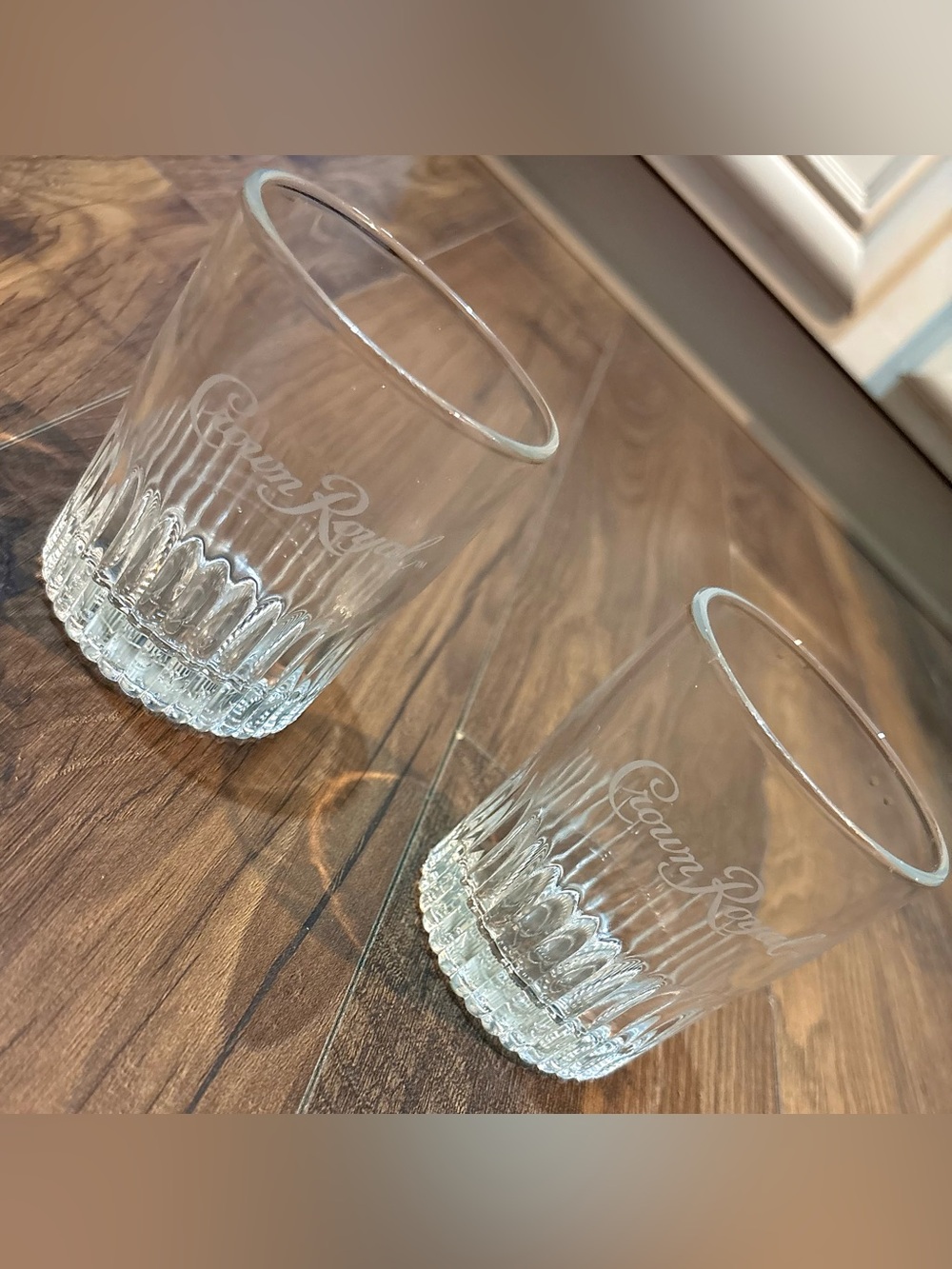 Branded Crown Royal Clear Glass Whiskey Tumblers - Set of 2